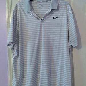 Nike Men's Light Gray Striped Polo Shirt